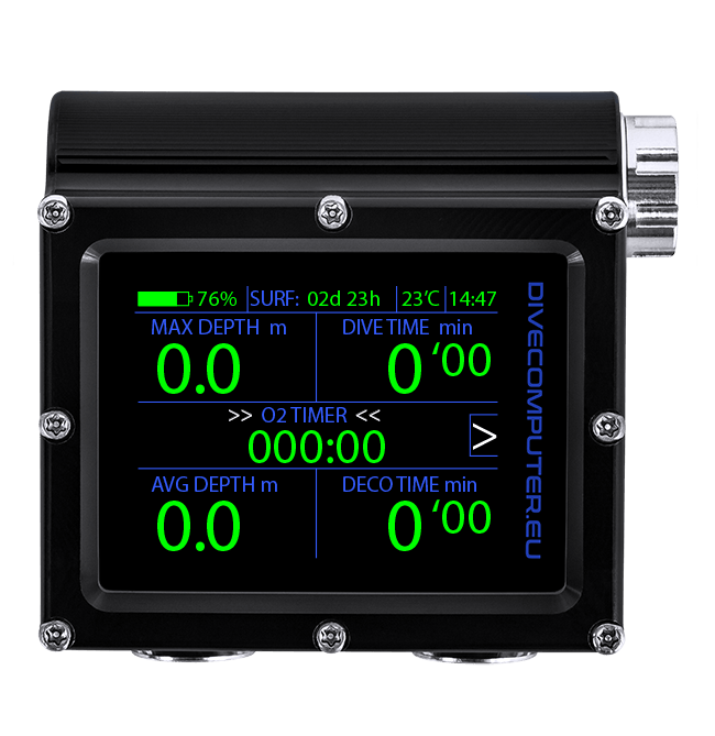 Dive computer - Main surface screen in Extended Gauge mode