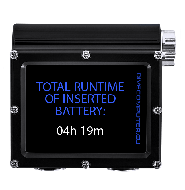 Dive computer - Total runtime of inserted battery